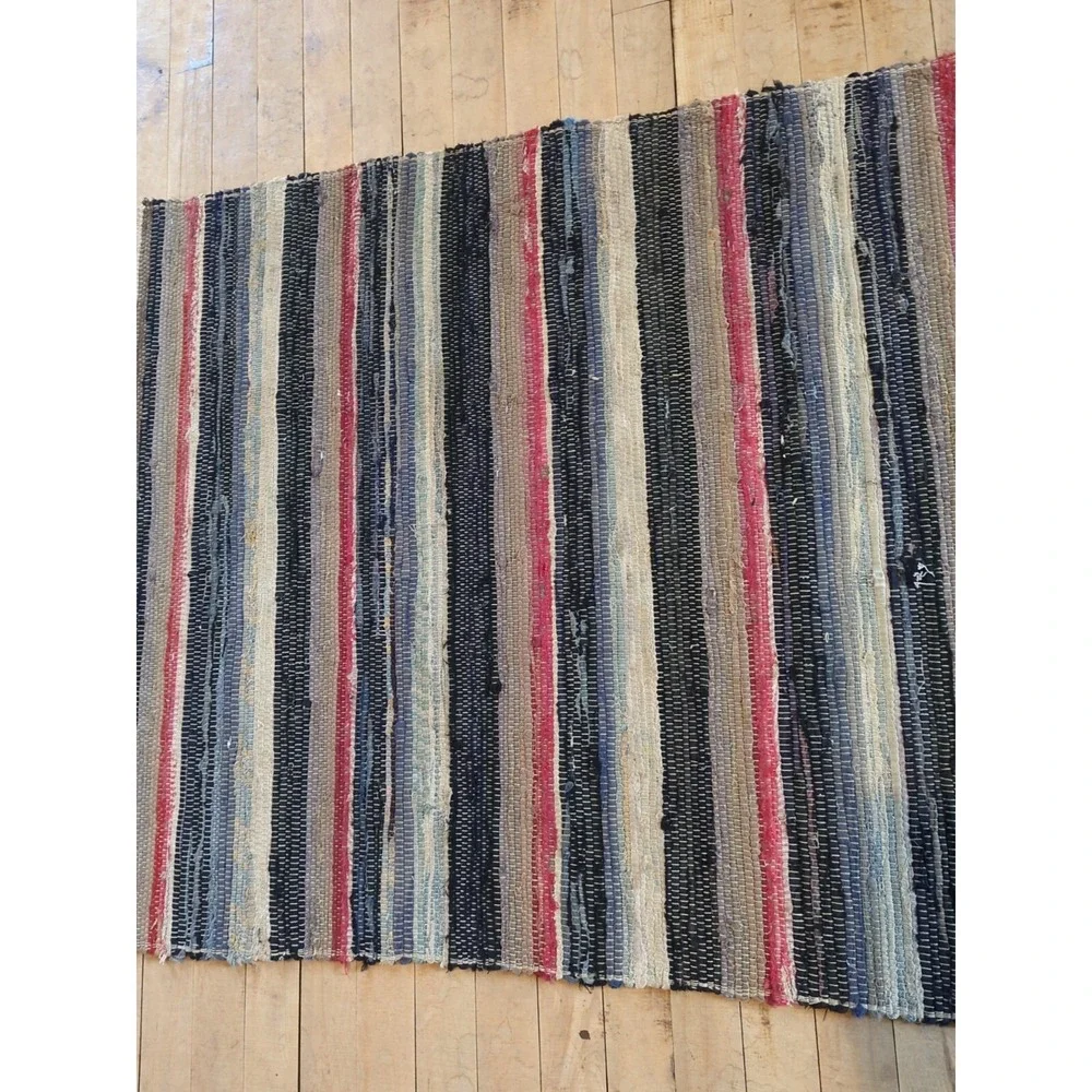 Antique Imported‎ Swedish Hand Made Rag Rug Runner (31.5